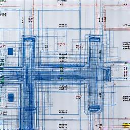An architectural blueprint with strategic annotations.