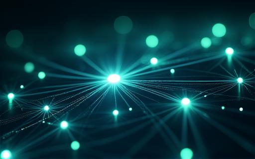 Abstract network of glowing nodes representing digital connectivity.